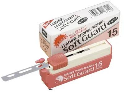 Сменные лезвия для опасной бритвы шаветт Feather Blades Soft Guard, для профессионального использования, 15 шт