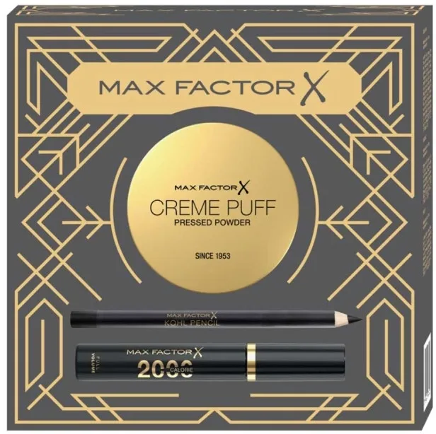 Набор для макияжа Max Factor: тушь 2000 Calorie 9 мл, карандаш Kohl Pencil 4 г, пудра Creme Puff 14 г