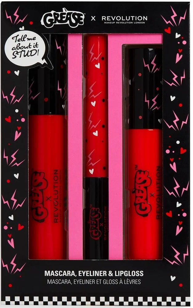 Набор Makeup Revolution X Grease Shape Up Sandy подводка-фломастер 3 мл тушь для ресниц 7 мл и блеск для губ 4.5 мл