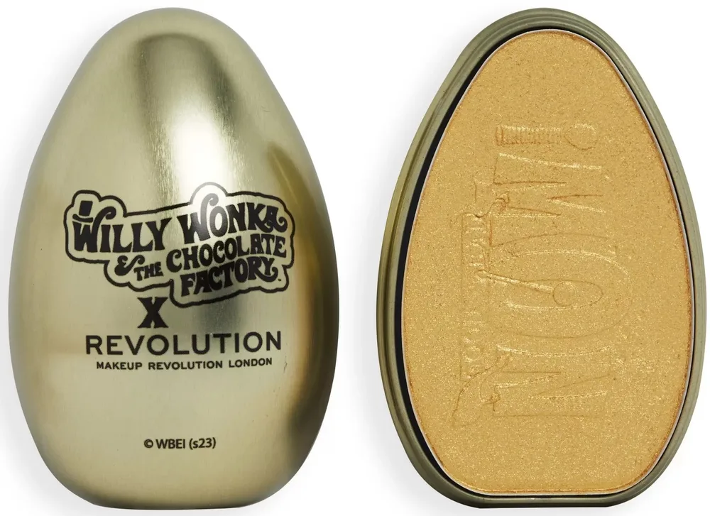 Хайлайтер для лица Makeup Revolution x Willy Wonka Good Egg в металлической банке-яйце, 6,6 г