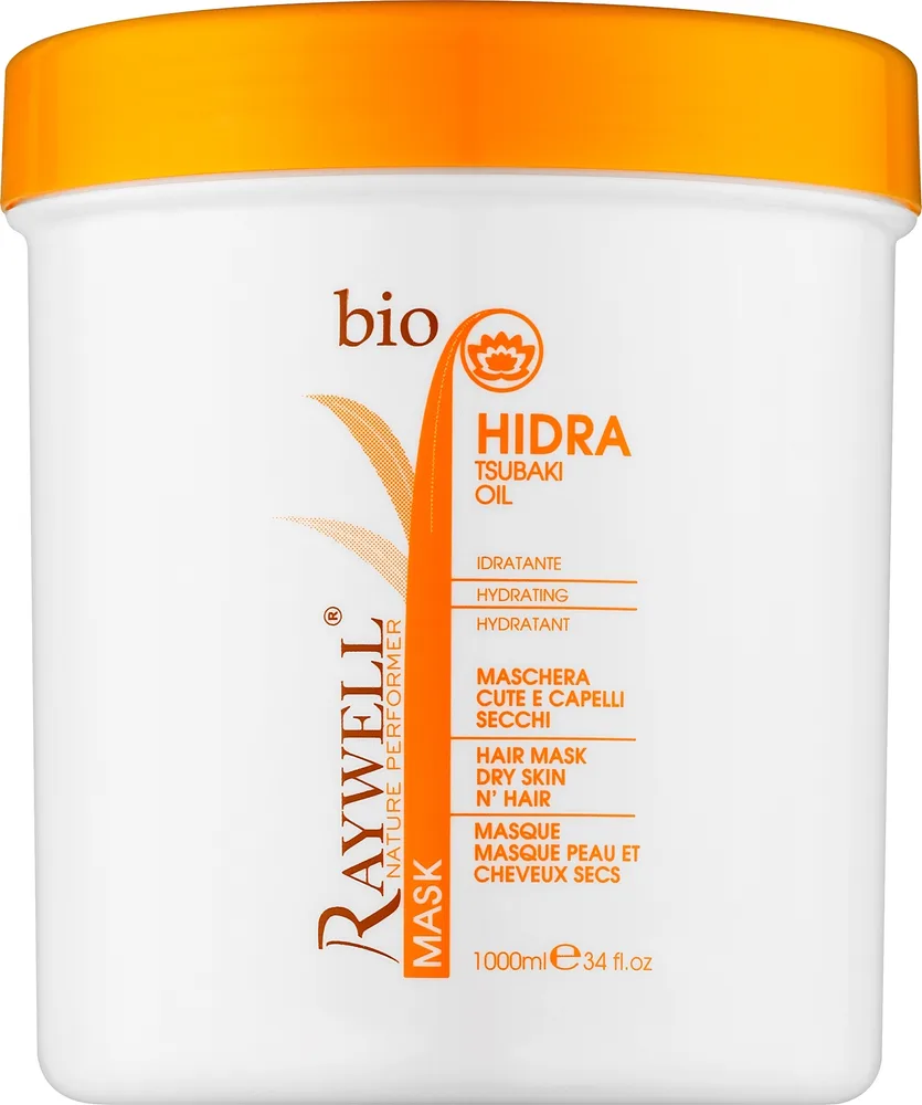 Увлажняющая маска для волос Raywell Bio Hidra для сухих волос и кожи головы, масло камелии, пантенол, увлажнение и блеск