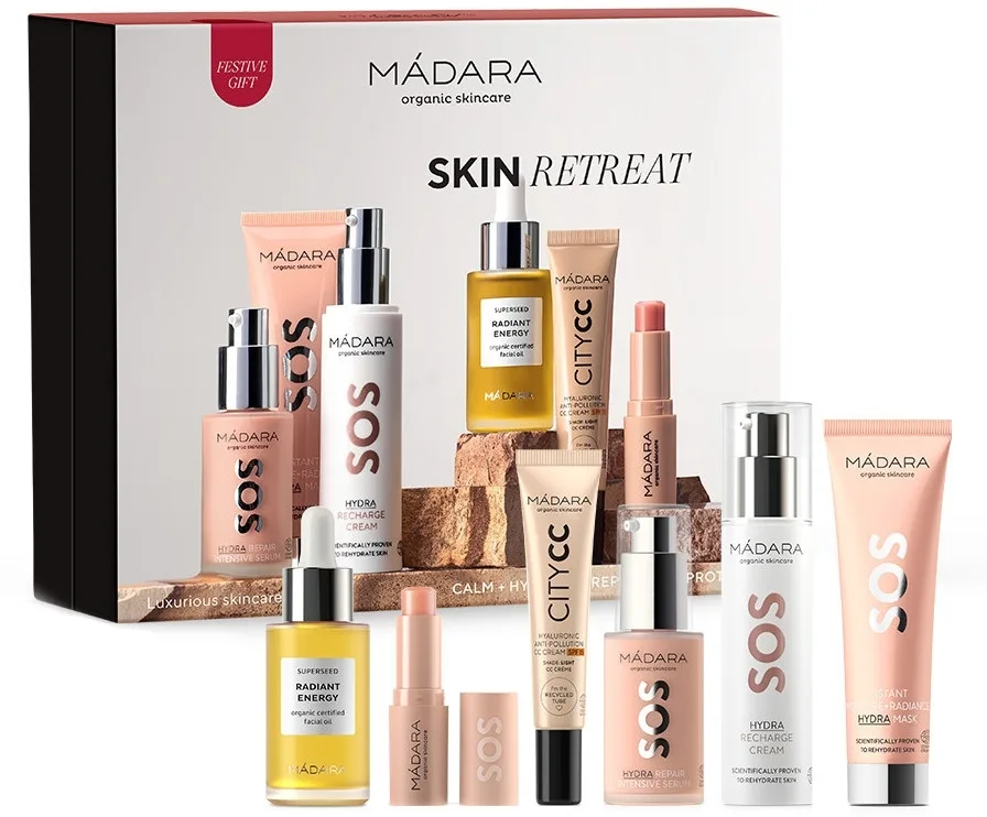 Набор для лица Madara Cosmetics Skin Retreat из 6 средств маска и уход с розовой водой и маслом жожоба, оттенок Medium