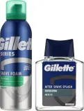 Мужской набор Gillette Series пена для бритья для чувствительной кожи и лосьон после бритья 200+100 мл — фото 2