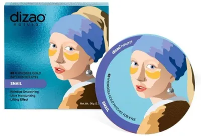 Патчи для глаз Dizao Natural Snail Hydrogel Gold Eye Patches гидрогелевые, золотистые, 60 шт