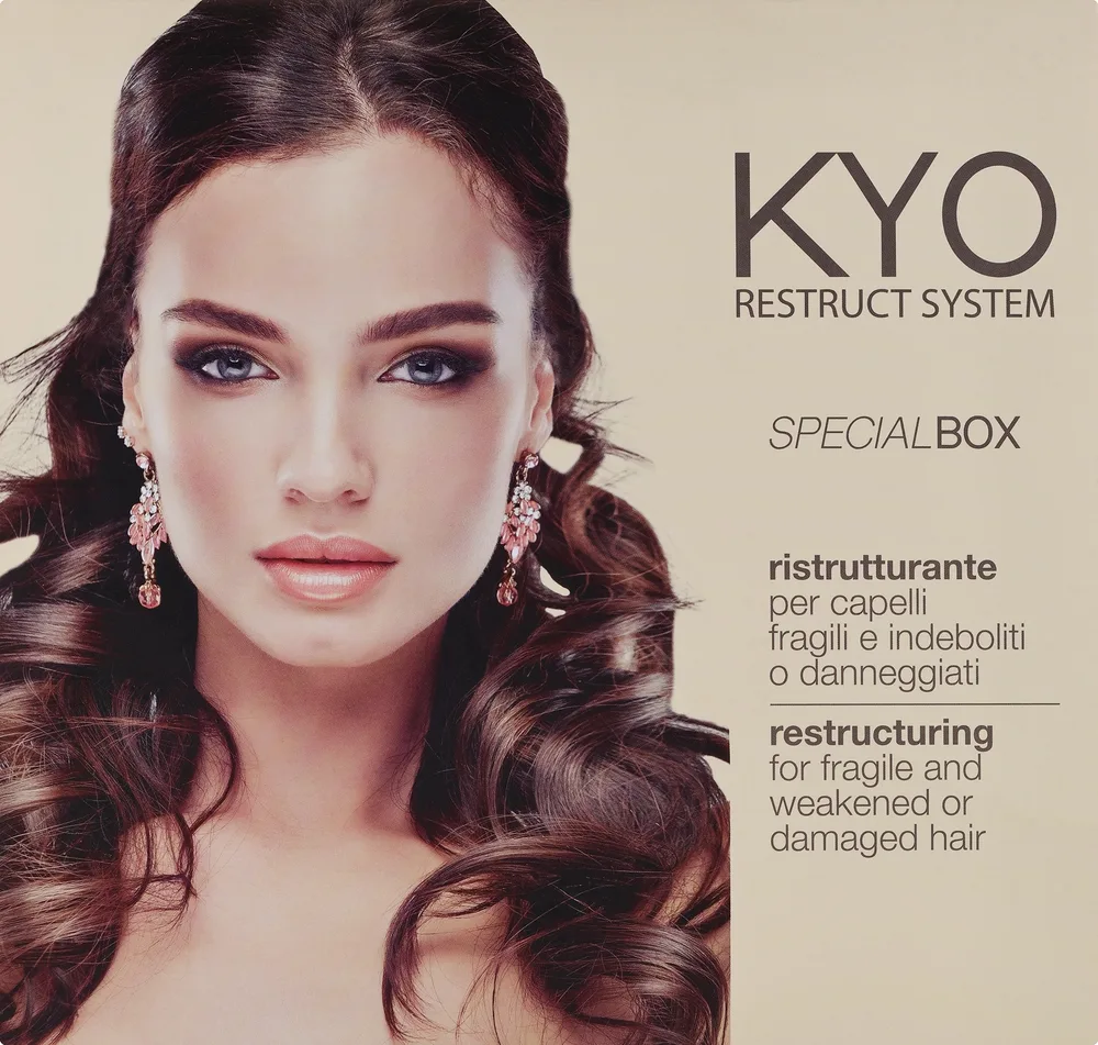 Набор для волос Kyo Restruct System шампунь восстанавливающая маска кристаллы и щетка 250+250+100 мл