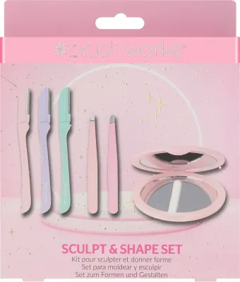 Набор Brushworks Sculpt & Shape Set набор пинцетов бритвы для бровей 3 шт и зеркало с увеличением пастельных оттенков