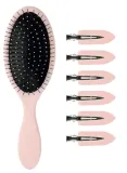 Набор Brushworks Luxury Hair Styling Pink зажимы без заломов 6 шт и овальная расческа для распутывания — фото 2