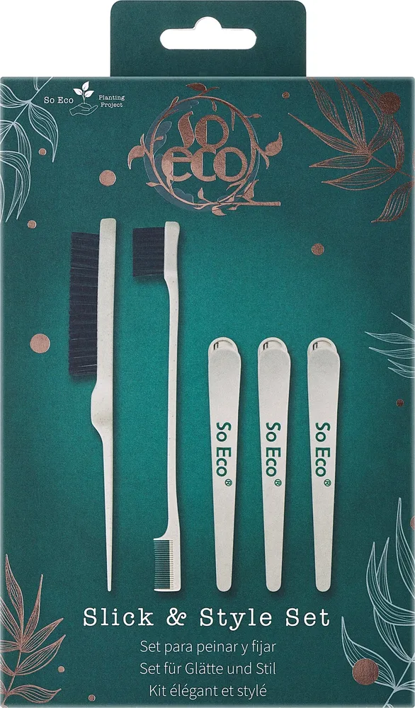 Набор So Eco Slick & Style двусторонняя щетка-гребень расческа-гребень и зажимы для секций 3 шт