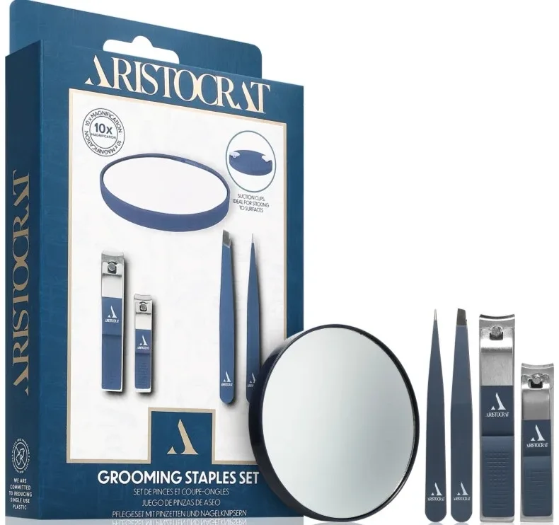 Набор Aristocrat Grooming Staples косметическое зеркало пинцеты 2 шт и книпсеры для ногтей 2 шт