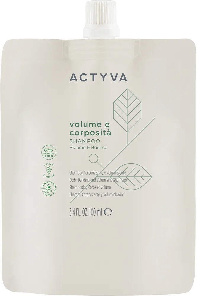 Шампунь для объёма волос Actyva Volume e Corposita Shampoo Pouch Bag с экстрактами растений, 100 мл, 500 мл или, 100 мл / 500 мл / 1000 мл