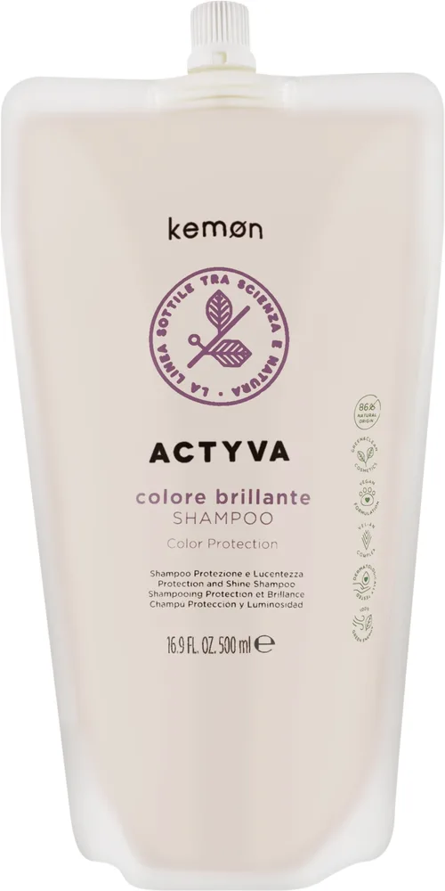 Шампунь Actyva Colore Brillante для окрашенных волос, с яблоком, пшеничными отрубями и виноградом, против выцветания цвета, Италия