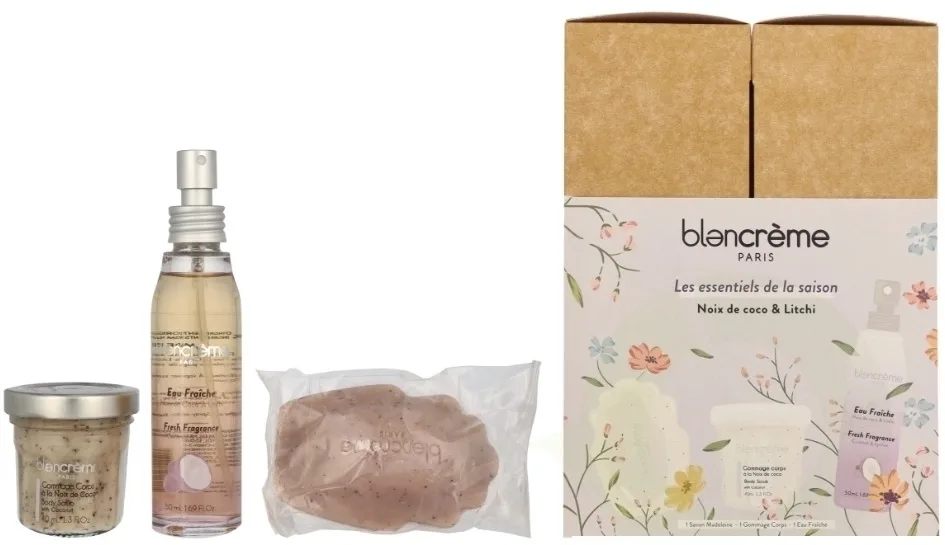 Набор Blancreme Season Essentials Coconut & Lychee ароматическая вода 50 мл скраб для тела 40 мл и мыло 70 г