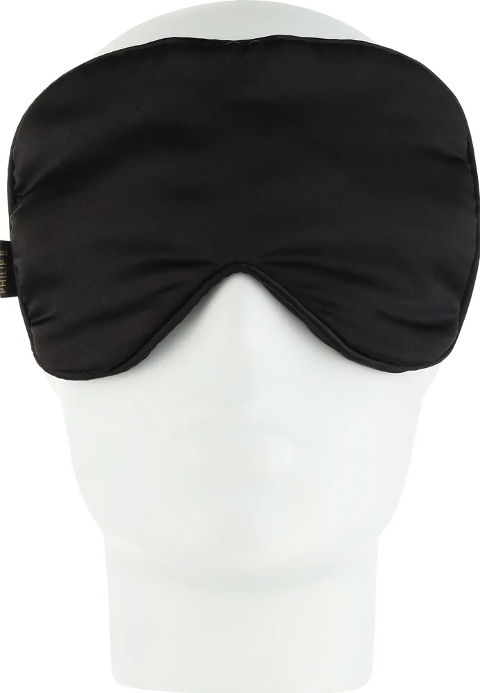 Маска для сна Philip B Silky Smooth Sleep Mask из материала rPET, с регулируемыми ушными петлями, чёрная, 1 шт