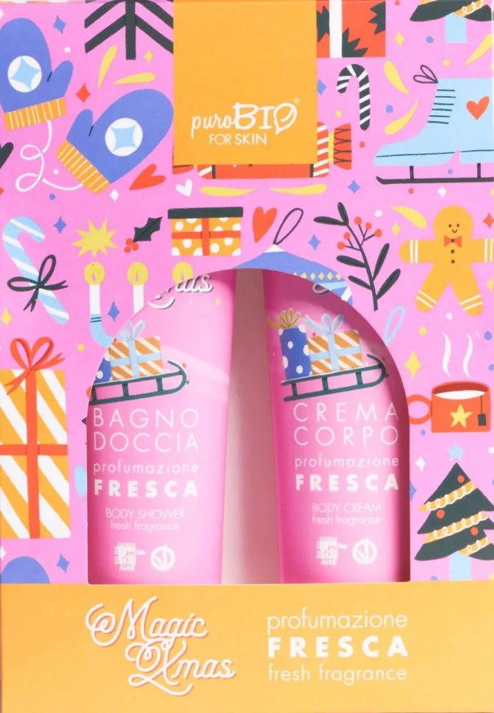 PuroBio Cosmetics PuroBio Cosmetics Magic Xmas Fresh Fragrance (sh/gel/150 мл + b/cr/150 мл) * - Набор для тела PuroBio Magic Xmas гель для душа и крем с календулой и ромашкой 150+150 мл уценка