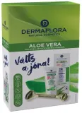 Набор для лица Dermaflora Aloe Vera гидрогель мицеллярный скраб и роллер с алоэ и пантенолом 50+100 мл — фото 1