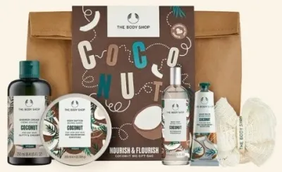 The Body Shop Nourish and Flourish Coconut Big Gift Bag подарочный набор для тела «Кокос», крем для душа, масло для тела, 6 продуктов