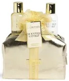 Набор IDC Institute Scented Bath Gold гель для душа 100 мл лосьон для тела 100 мл мочалка люфа и золотистая косметичка — фото 1