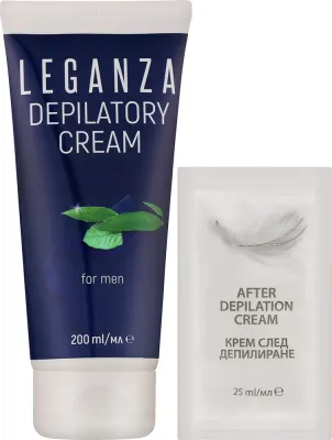 Крем для депиляции для мужчин Leganza Men Depilatory Cream с зелёным чаем, для тела, 225 мл