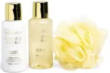 Набор IDC Institute Scented Bath Gold гель для душа 300 мл лосьон для тела 300 мл соль для ванны 150 г и мочалка люфа — фото 2