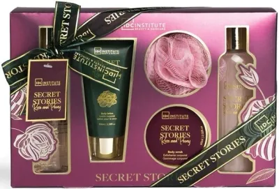 Набор IDC Institute Secret Stories Rose and Peony гель для душа 160 мл пена для ванны 160 мл лосьон 100 мл скраб 60 мл и мочалка