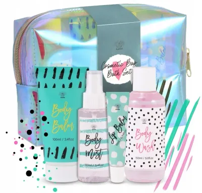 Набор Aurora Cosmetic Bag Lotos гель для душа 150 мл бальзам для тела 100 мл спрей 100 мл блеск для губ 10 мл и косметичка