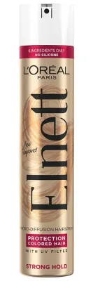 Лак для окрашенных волос L'Oreal Paris Elnett Protection с микродиффузором и фильтром UV, сильной фиксации, 300 мл