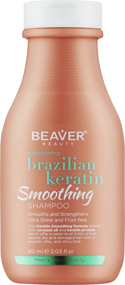 Шампунь Beaver Professional Brazilian Keratin с кератином, аргановым и кокосовым маслами, без сульфатов и парабенов, 350 мл, Китай