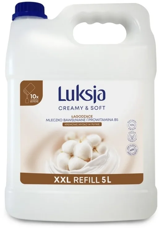 Мыло жидкое Luksja Creamy Cotton Milk Provitamine B5 с хлопковым молочком, канистра 5000 мл