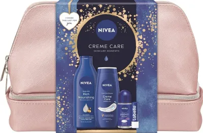 Набор NIVEA Creme Care гель для душа молочко антиперспирант и бальзам для губ с миндальным маслом 5 предметов