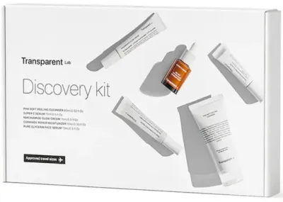 Набор для лица Transparent Lab Discovery Kit пилинг-очищение крем с ниацинамидом сыворотка с витамином С и церамидами 5 предметов