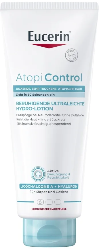 Успокаивающая гидроэмульсия для лица и тела Eucerin AtopiControl с гиалуроновой кислотой, 400 мл