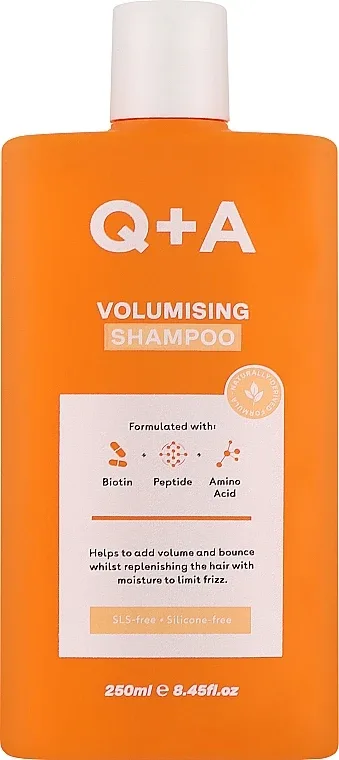 Шампунь Q+A Volumising для объёма волос, с биотином, пептидами и гиалуроновой кислотой, для тонких волос, 250 мл, Великобритания