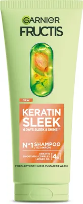 Шампунь для сухих и пушащихся волос Garnier Fructis Keratin Sleek Shampoo, разглаживающий, 200 мл