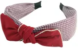 Ободок для волос Lolita Accessories с бантом, бордовый в клетку, 1 шт — фото 1