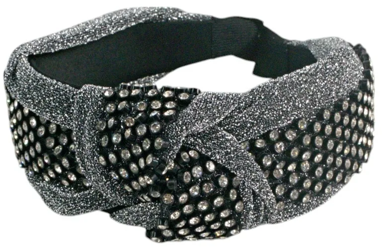 Ободок для волос Lolita Accessories с пайетками, чёрно-серый, 1 шт