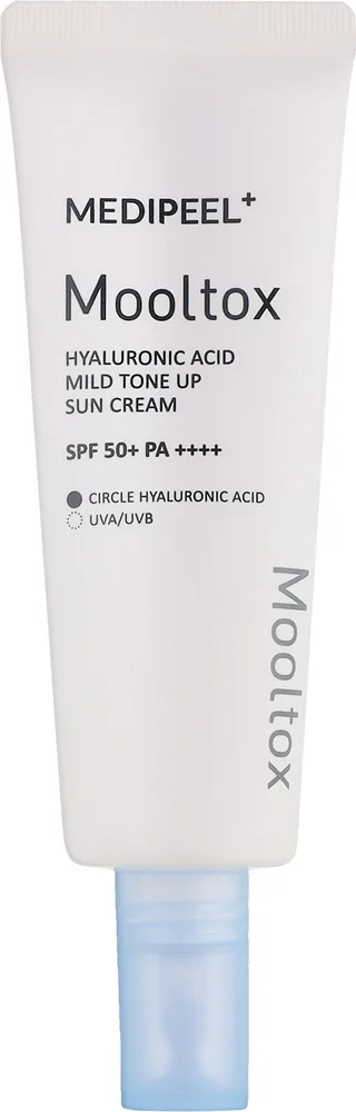 MEDIPEEL Medi Peel Hyaluronic Acid Mooltox Mild Tone Up Sun Cream SPF 50+ PA++++ - Крем солнцезащитный Medi Peel Hyaluronic Acid Mooltox Mild Tone Up Sun Cream выравнивающий тон SPF50+ PA++++, 50 мл