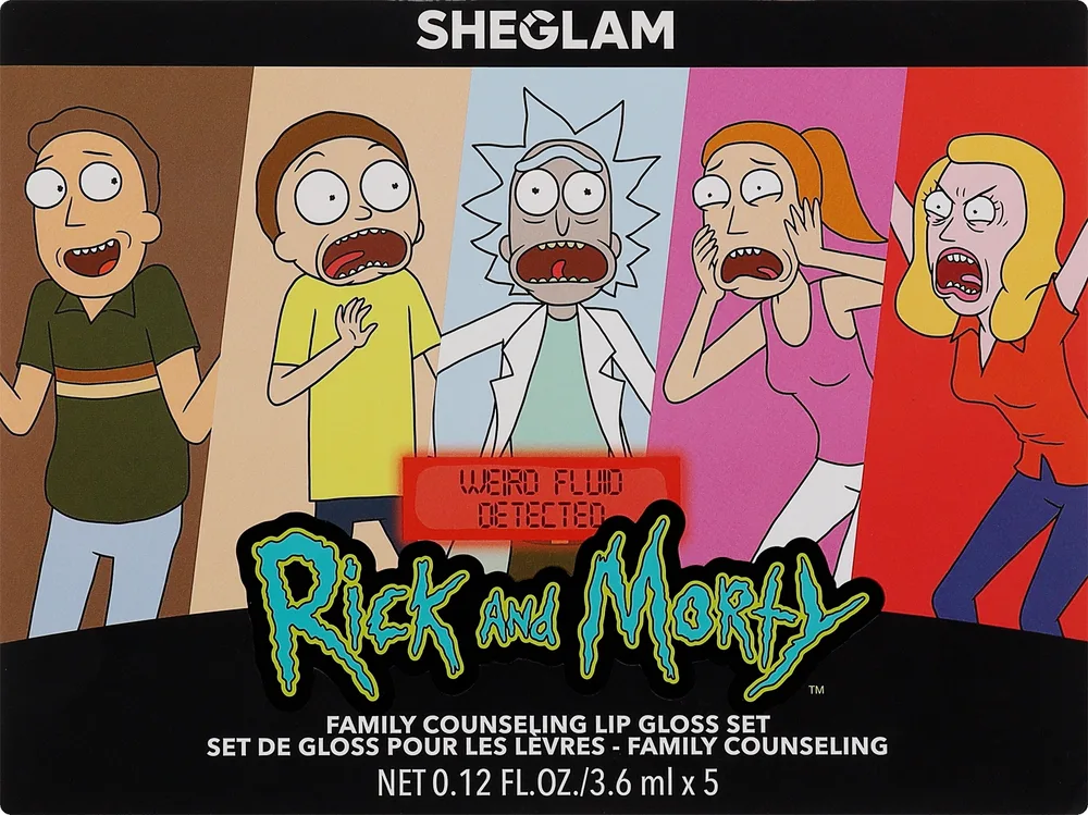 Набор блесков для губ Sheglam Rick and Morty пять блесков коричневой гаммы