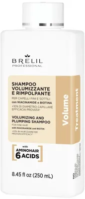 Шампунь Brelil Volume Treatment для объёма и густоты тонких волос, с ниацинамидом и биотином, 250/1000 мл, Италия, 250 мл
