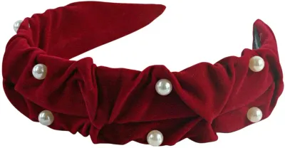 Ободок для волос Lolita Accessories с жемчужинами, красный, 1 шт
