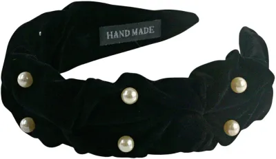 Ободок для волос Lolita Accessories с жемчужинами, чёрный, 1 шт