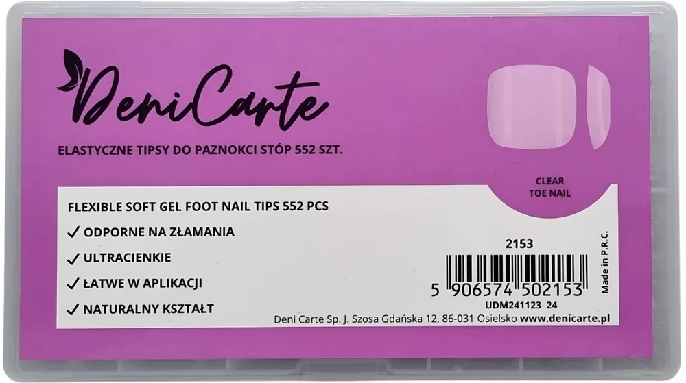 Гелевые типсы для педикюра Deni Carte, размеры от 0 до 11, 552 шт
