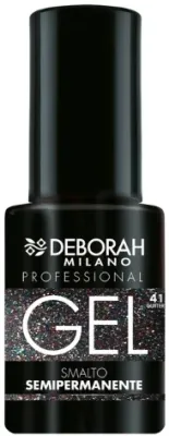 Гель-лак для ногтей Deborah Smalto Semipermanente Glitter Gel полуперманентный, с блестящими частицами, 4,5 мл, оттенок 41 - Black Disco