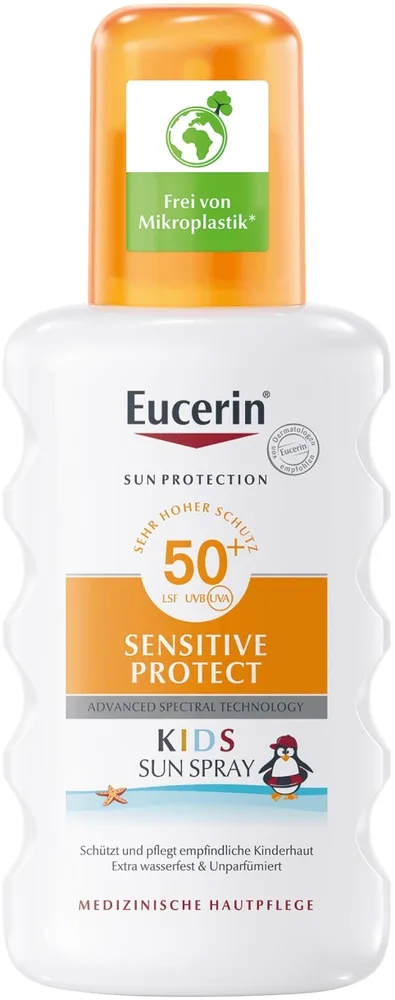 Спрей для тела Eucerin Sun Sensitive Protect Kids SPF50+ детский солнцезащитный без отдушки 200 мл