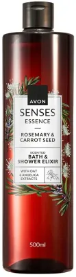 Avon Senses Essence Rosemary and Carrot Seed Bath and Shower Elixir эликсир для ванны и душа 500 мл, пена для ванны и гель для душа 2 в 1, травяной аромат