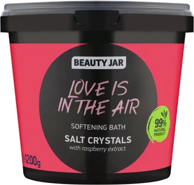 Beauty Jar соль для ванны Love Is In The Air кристаллы минеральные 1200 г, смягчающая морская соль с малиной в ведёрке