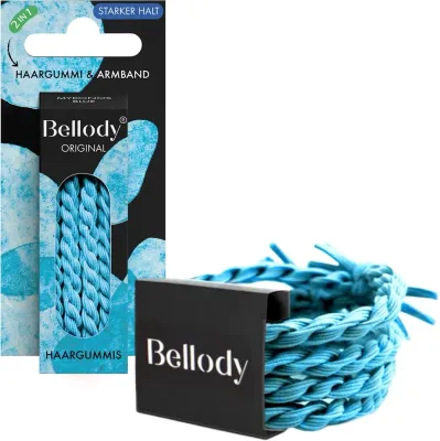 Резинки для волос Bellody Original Hair Ties Mykonos Blue, плетёные, 4 шт