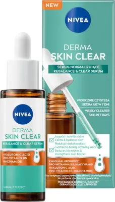 Нормализующая сыворотка для лица NIVEA Derma Skin Clear с ниацинамидом и гиалуроновой кислотой 30 мл