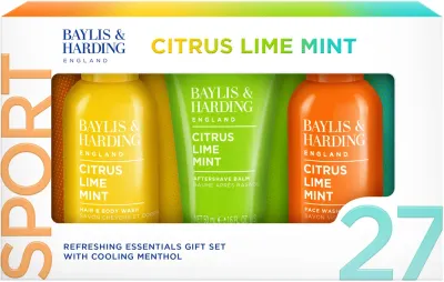 Мужской набор Baylis & Harding Citrus Lime & Mint гель для тела и волос 100 мл бальзам после бритья 50 мл и средство для умывания 100 мл