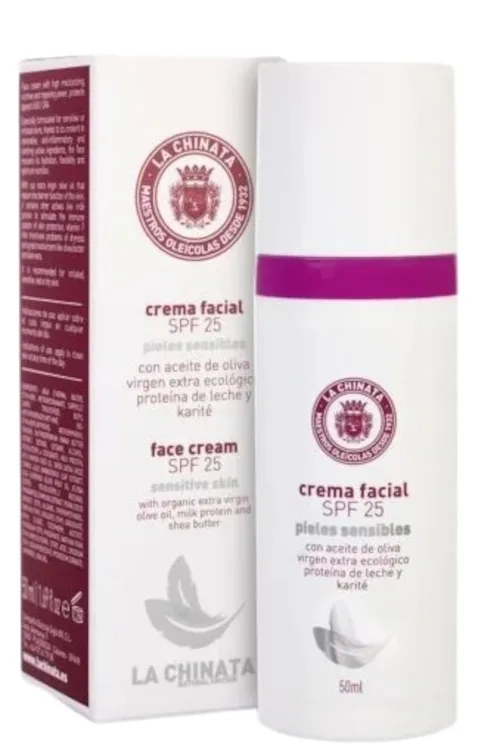 La Chinata Face Cream крем для лица увлажняющий для чувствительной и сухой кожи SPF 25, с маслом ши и алоэ 50 мл