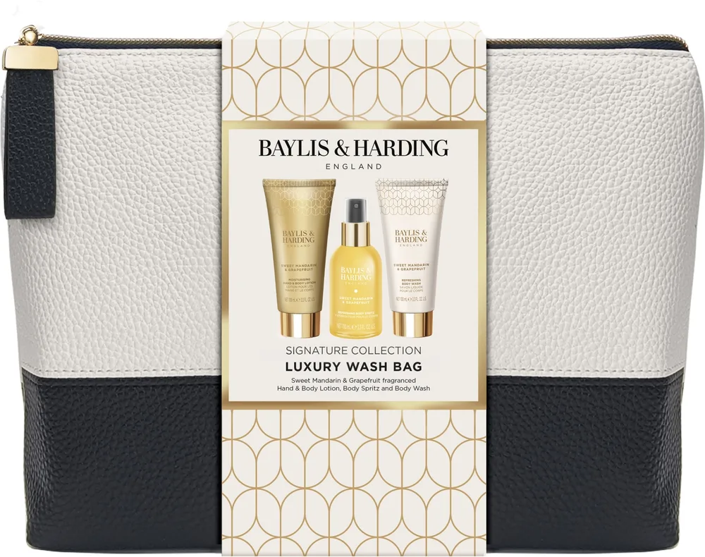 Набор Baylis & Harding Sweet Mandarin & Grapefruit гель для душа 100 мл лосьон 100 мл спрей для тела 100 мл и косметичка